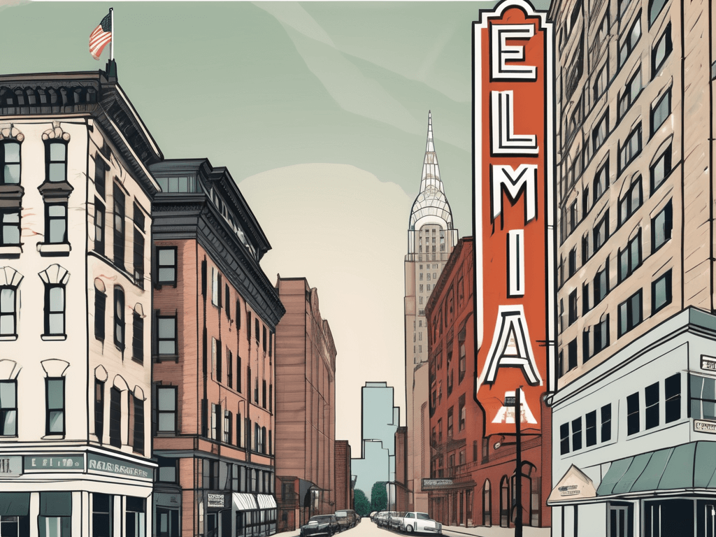 Elmira's cityscape featuring iconic buildings