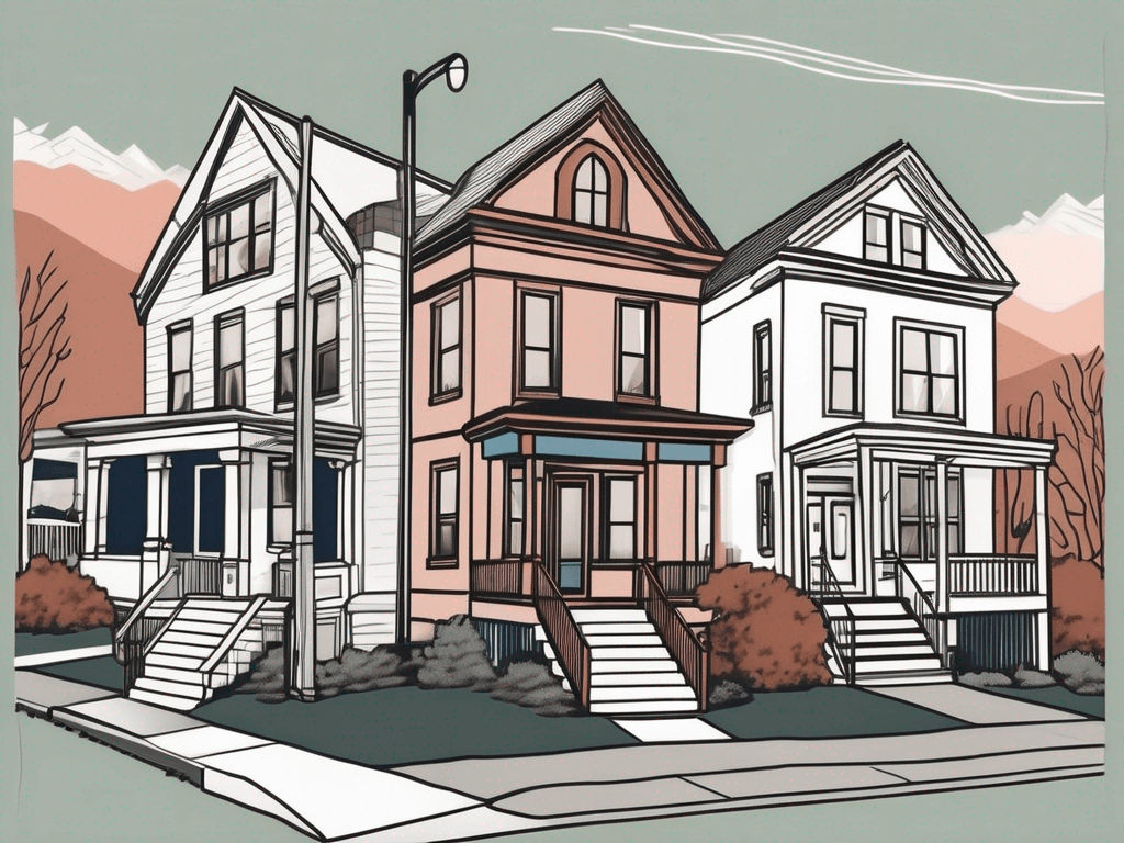 A traditional real estate office with a 'sold' sign in the front yard