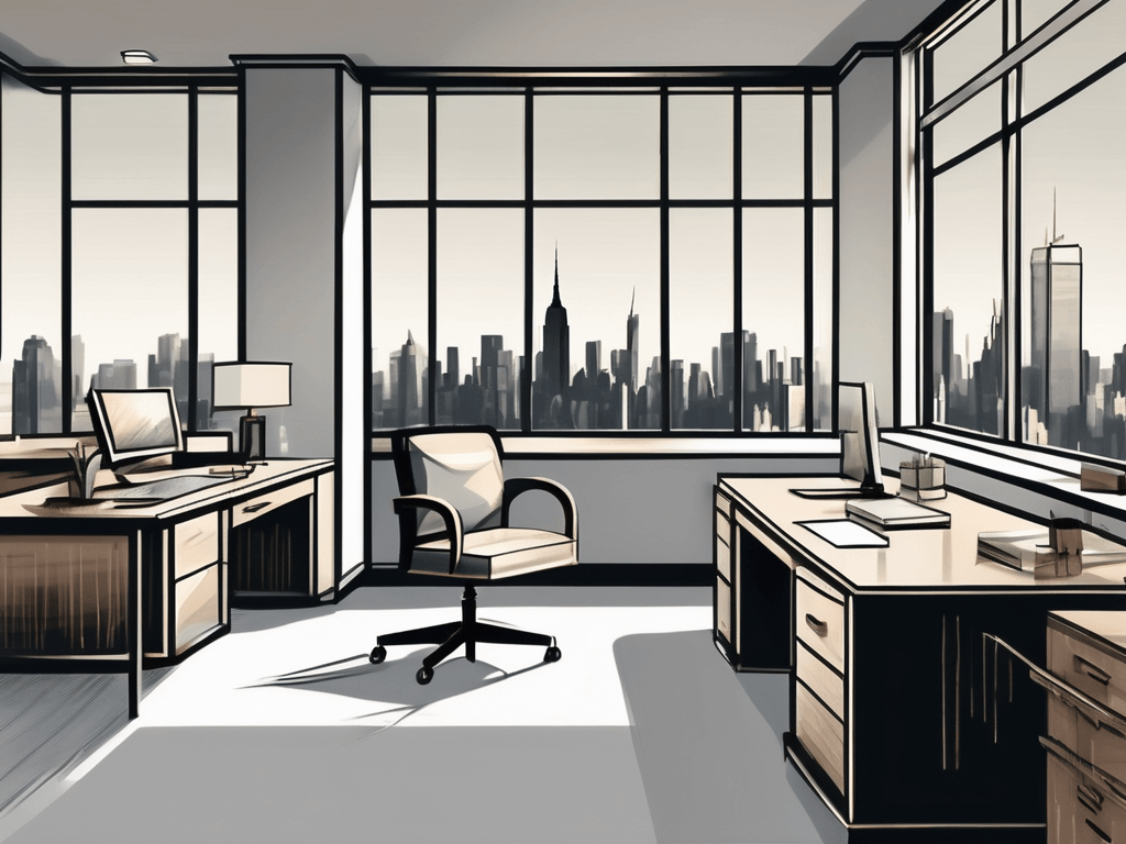 A classic new york real estate office with a norwich cityscape in the background