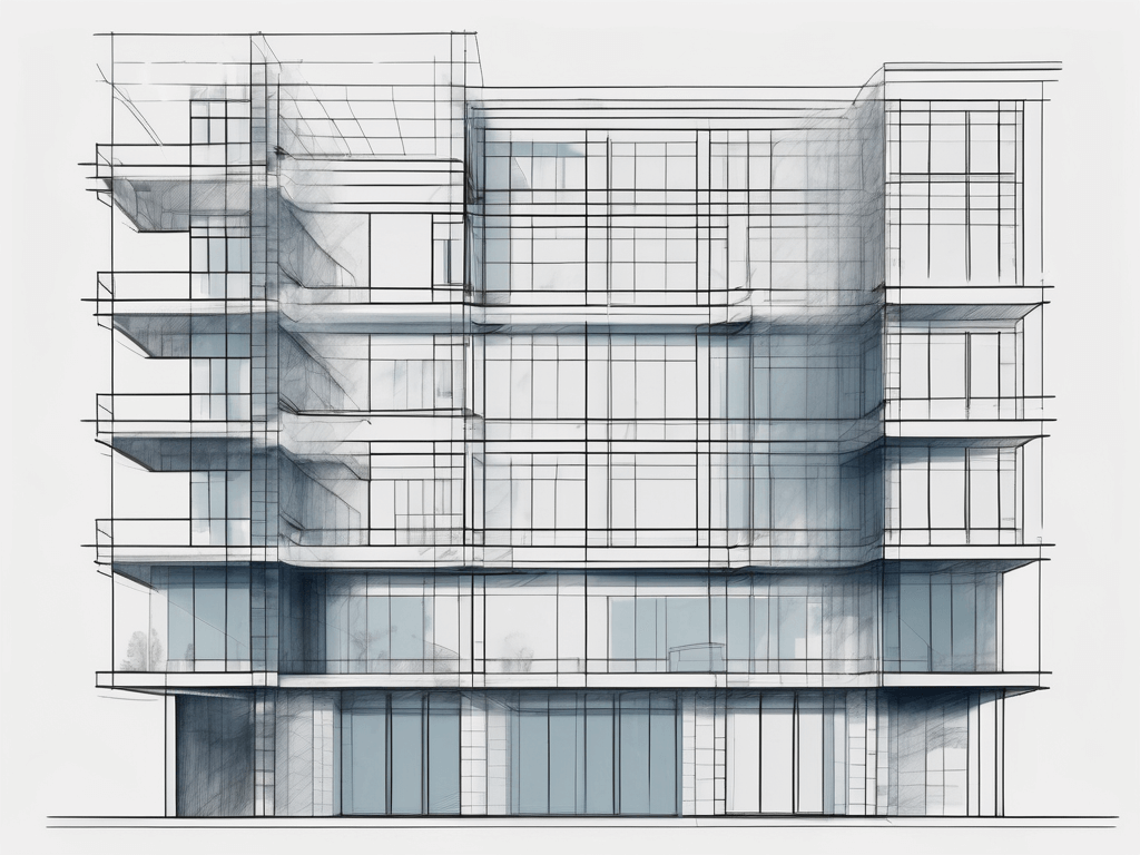 A scaled blueprint of a building