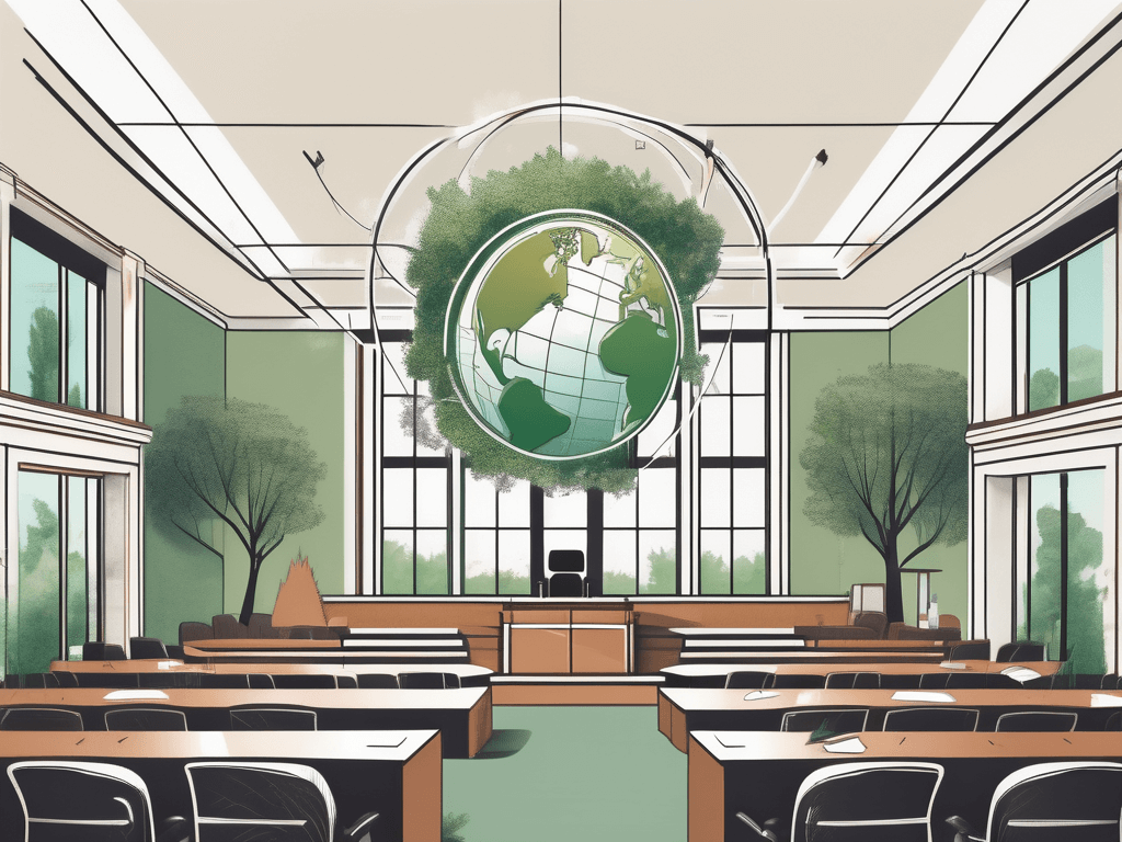 A council chamber with a real estate license prominently displayed on the wall