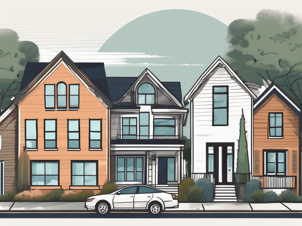 A michigan landscape featuring a real estate office with a 'weekend classes' sign on the front