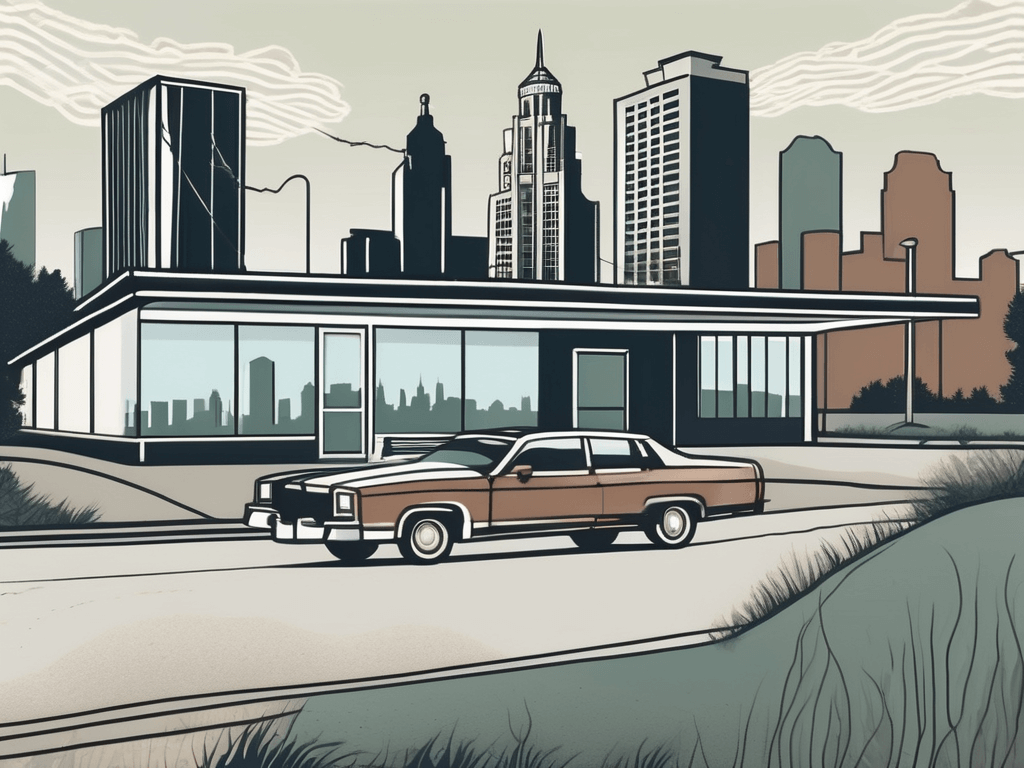 A real estate office with a "broker" sign at the front