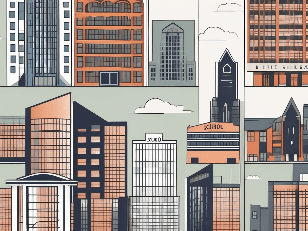 A variety of architecturally diverse school buildings