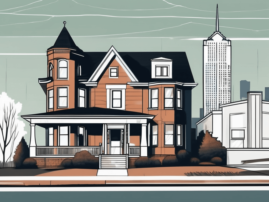 A real estate sign standing in front of a picturesque house