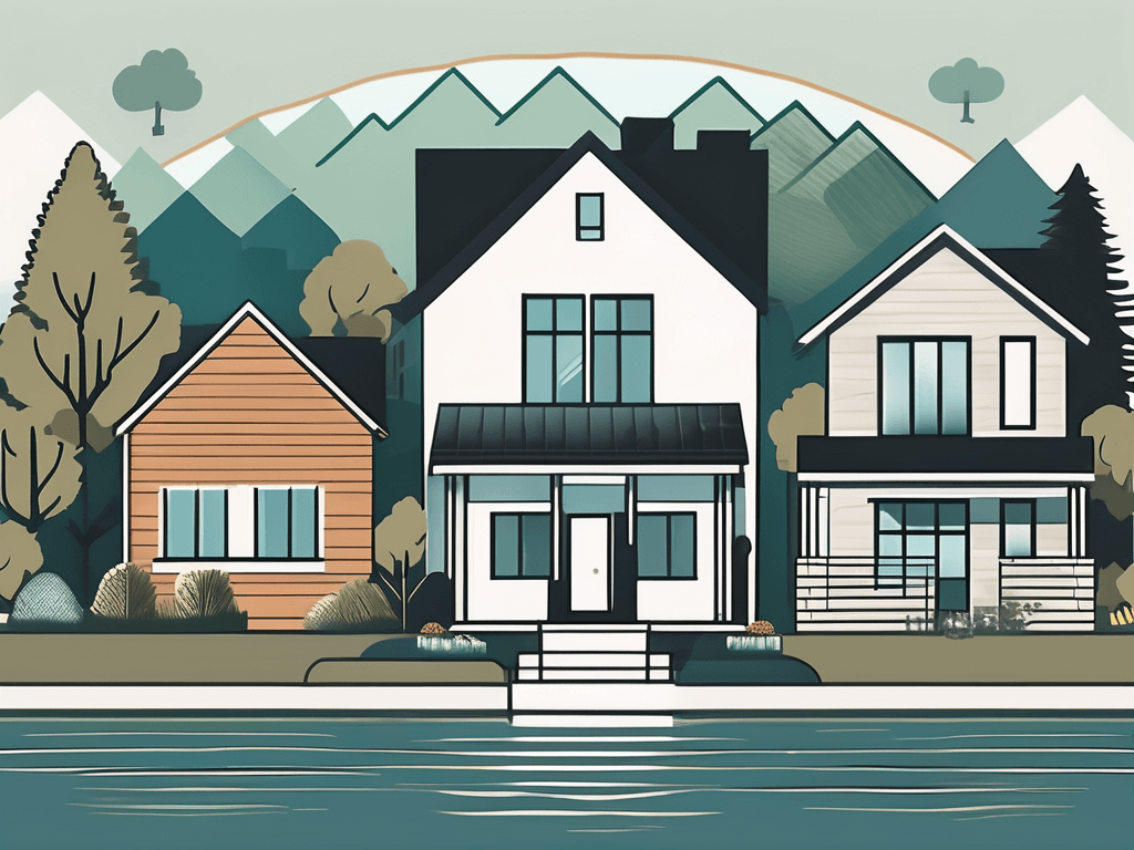 A picturesque michigan landscape featuring various types of real estate properties such as a suburban house