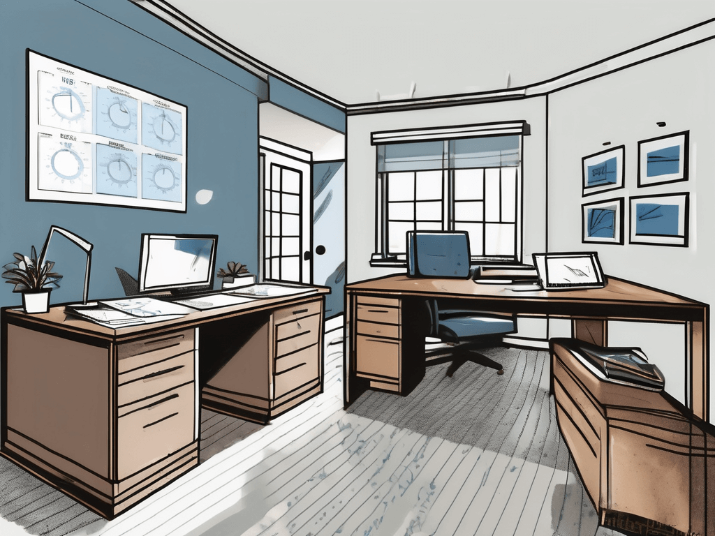 A typical real estate office with a clock showing long working hours