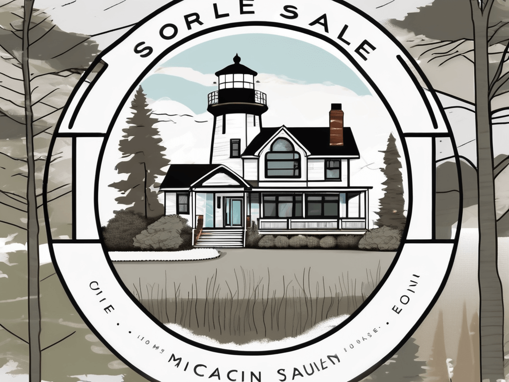 A welcoming michigan home with a "for sale" sign on the front yard