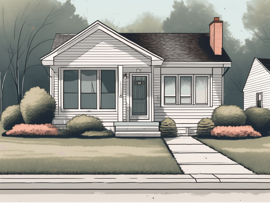 A quaint michigan home with a "for sale" sign in the front yard