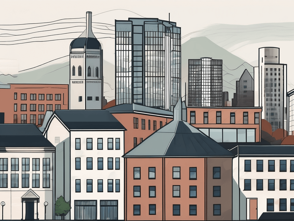 Several distinguished-looking buildings representing schools