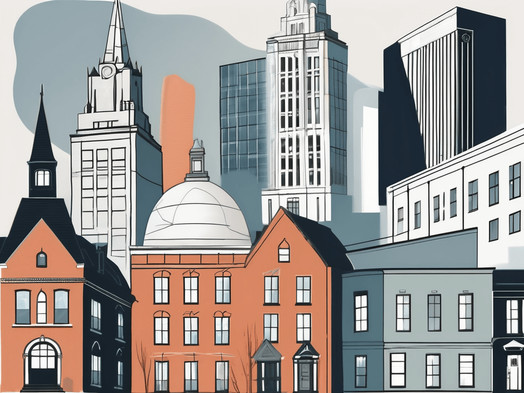 Several distinguished buildings representing real estate schools